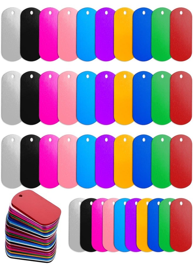 AojSup 100 Pcs Aluminum Dog Tags Blanks, Militarys Dogs Tags Set Including Rectangle Blank Labels Metal Stamping Label for DIY Decorative Craft Laser Engraving Keychain Blank Dog Tag(Multicolor) - Image 1